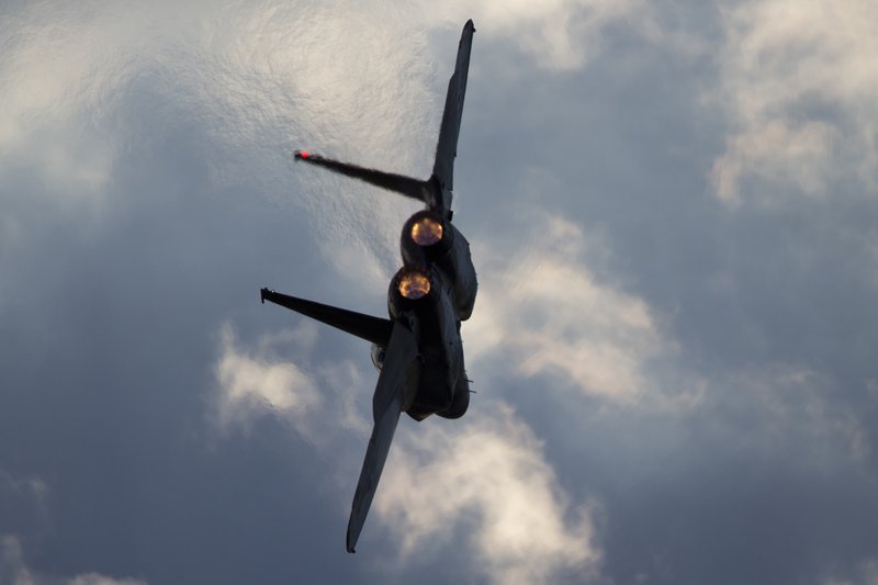 This Thursday, Dec. 29, 2016 photo shows an Israeli Air Force F-15 plane in flight during a graduation ceremony for new pilots in the Hatzerim air force base near the city of Beersheba, Israel. 