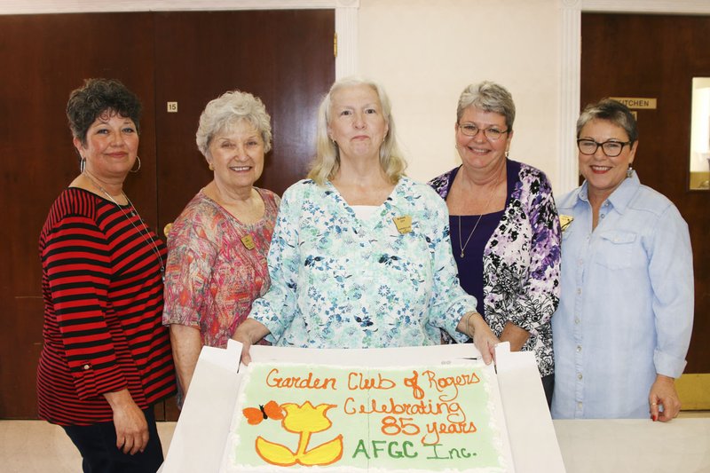 Courtesy photo The Garden Club of Rogers recently celebrated its 85th birthday as a federated garden club. The club was formed in 1929 and federated in 1931, being one of the founding members of the Arkansas Federation of Garden Clubs Inc. The club is active in the community with civic beautification projects, youth programs, Arbor Day celebrations, garden of the month contest, scholarship program, annual plant sale and many other projects. Present at the celebration were past presidents Ronna Precure (from left) and Sue Mank, current president Burnie Ott, and past presidents Sherrie Eoff and Debbie Main. For more information about the club, call (479) 644-7693.