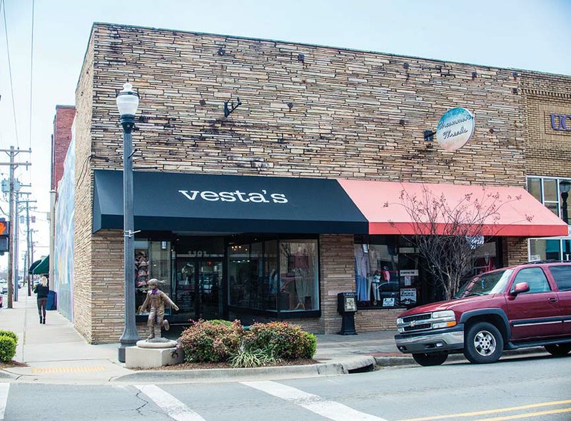 The building at Oak and Chestnut streets in downtown Conway, occupied by Vesta’s and two other businesses, is the former Grand Theatre. The Conway Area Chamber of Commerce has a contract pending to buy the building and create a 400-seat performance venue. The project is one of seven unveiled this month by the chamber.