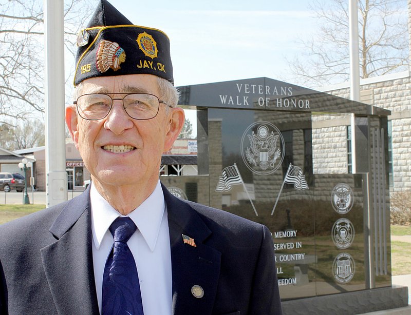 Kaylea M. Hutson-Miller / Delaware County Journal Robert Lawson stands in front of the Veterans Walk of Honor in Jay. The Vietnam veteran is spearheading an event in Jay on March 25 to honor his fellow servicemen and women.