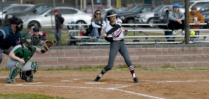 Bud Sullins/Special to the Herald-Leader Siloam Springs junior Kenlie Noel takes a cut last week against Alma. The Lady Panthers softball team is scheduled to play at Russellville on Tuesday, March 28.