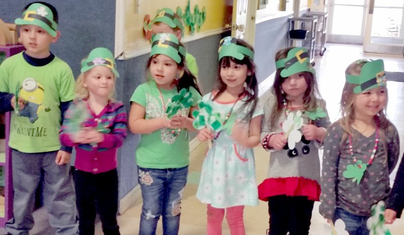 Photo Submitted Preschoolers at Friendship Pediatric Services in Siloam Springs participated in a St. Patrick&#8217;s Day parade on Friday.