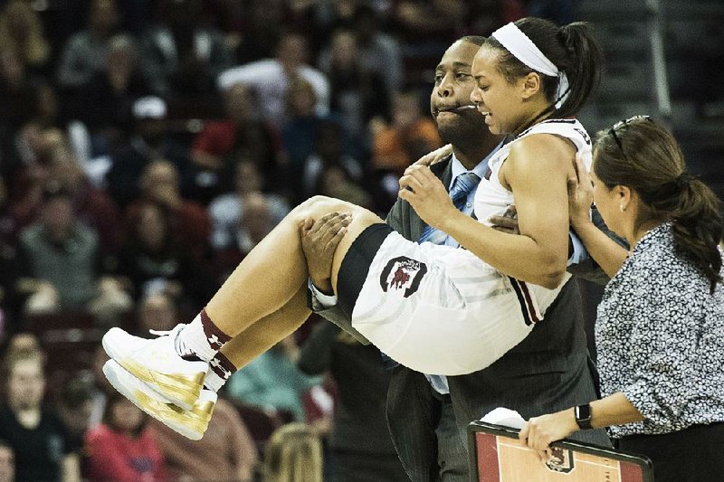 South Carolina guard Allisha Gray had to be carried off the court after being hurt in the second round of the NCAA Women’s Tournament, but the junior is expected to be ready to play in Saturday’s game against Quinnipiac.  