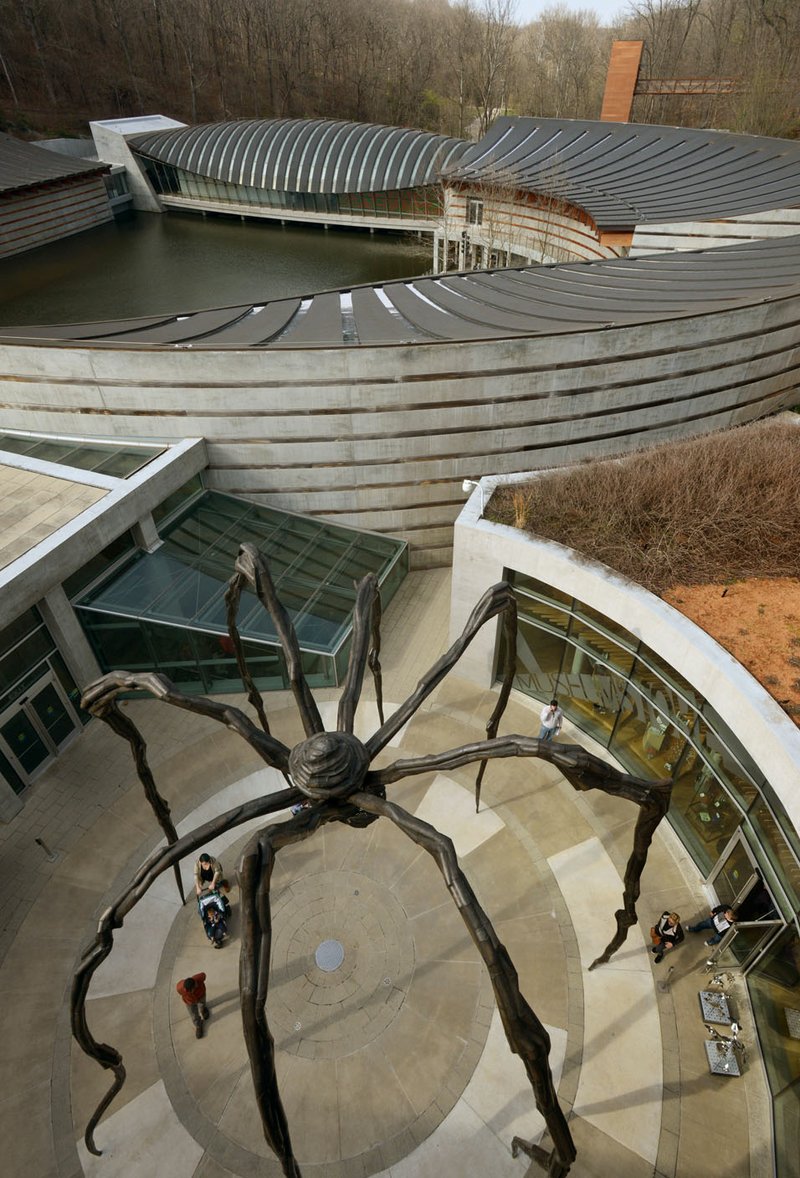 NWA Democrat-Gazette/BEN GOFF @NWABENGOFF
A view overlooking 'Maman' by Louise Bourgeois in the courtyard March 12 at Crystal Bridges Museum of American Art in Bentonville. 