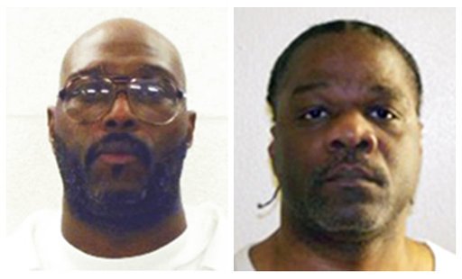 This combination of undated file photos provided by the Arkansas Department of Correction shows death-row inmates Stacey E. Johnson, left, and Ledell Lee. Both men are scheduled for execution April 20. 