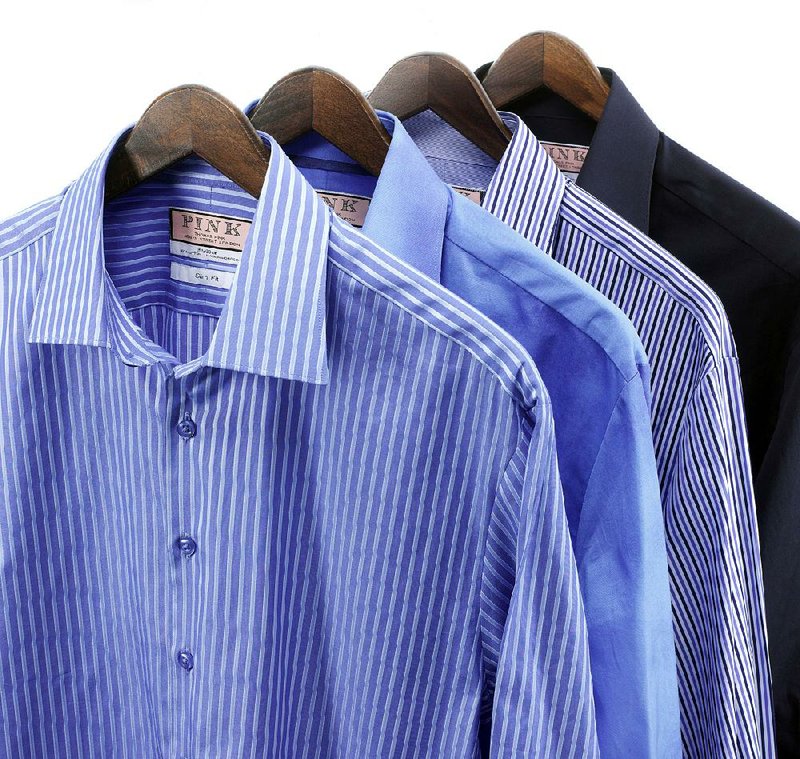 Fabric from the tails of a striped or solid color shirt can be used to make a replacement collar for those who feel their cuffs or collars are past their prime.