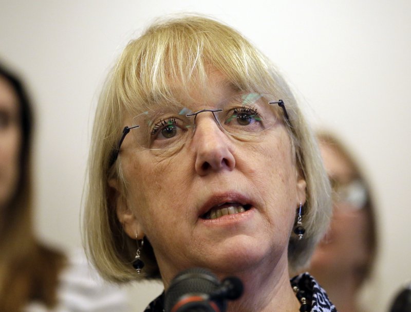 In this photo taken Feb. 21, 2017, Sen. Patty Murray, D-Wash. speaks at a news conference in Seattle. Murray both said Friday, March 24, 2017, that she believes the Denver-based appeals court judge has ruled too often against workers and in favor of corporations. 