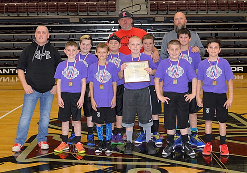 Submitted Photo The undefeated Wildcats, a fourth and fifth grade boys&#8217; basketball team, defeated the Bears in a close game, 24-23, on March 4, for the 2017 Boys and Girls Club of Siloam Springs Championship. The team includes Aiden Armer (front, left), Dillon Caulkins, Briar Mayberry, Jared James, Jackson Still, Hunter Cain (back, left), Ty Turner, Cooper Mott and Andrew Elkins.The coaches are Bobby Turner, Cole Mott and Scott Mayberry.
