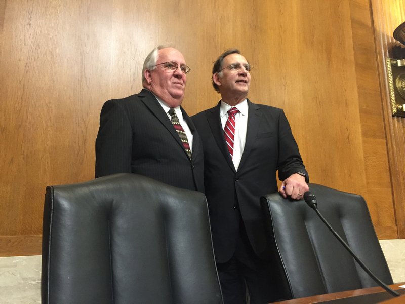 Dennis Sternberg of the Arkansas Rural Water Association and U.S. Sen. John Boozman, R-Ark., meet Tuesday on Capitol Hill in Washington, where Sternberg testified about wastewater legislation.