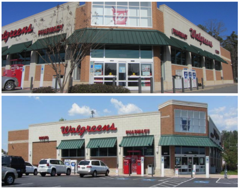 TOP: The Walgreens at 15500 Chenal Parkway
BOTTOM: The Walgreens at 9200 N. Rodney Parham Road