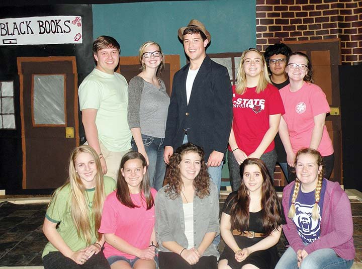 A large group of senior students will appear in the Clinton High School Theatre’s production of Singin’ in the Rain. Among them are, front row, from left, Alyssa McKnight, Juliana Parish, Kylie Blanton, Megan Hagerman and Alexis Black; and back row, Dakota Mooney, Libby Walsh, Josh Pryor, Jentry Wade, David Mendoza and Kasey Williams. The musical will be presented at 7 p.m. April 21 and at 5 p.m. April 22 in the Clinton Auditorium, 115 Joe Bowling Road in Clinton.