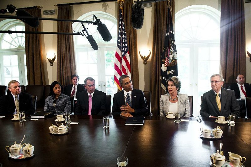 Then-President Barack Obama meets with leaders of Congress in September 2013 to push for approval for an attack on Syria.