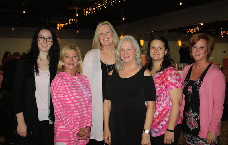 Leslie Henderson (from left), Kim Bearden, Elaine Thompson, Judy Henbest, Lora Fox and Tracy Benson attend the Komen Ozark Promise Circle luncheon March 29 at Mermaids Seafood Restaurant in Fayetteville.