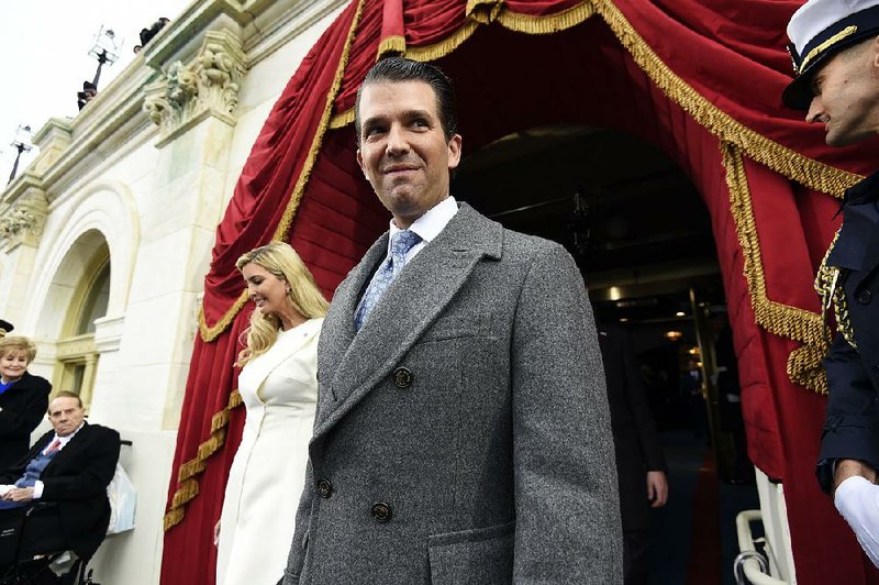In this Jan. 20, 2017, file photo, Donald Trump, Jr., and Ivanka Trump arrive on Capitol Hill in Washington for the presidential Inauguration of their father, Donald Trump. 