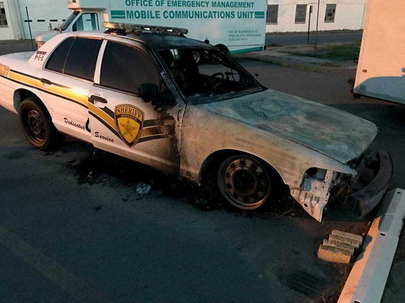 A Jefferson County sheriff's office car was damaged in a fire Sunday, April 9, 2017.