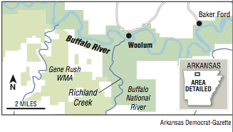 A map showing the Buffalo National River area 