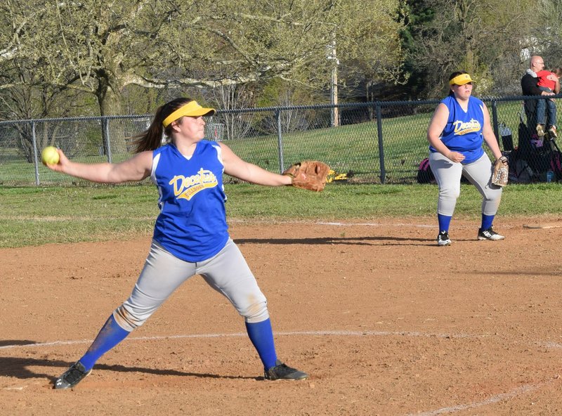 Photo by Mike Eckels Decatur&#8217;s Cameron Shaffer gets ready to deliver a pitch during the Bulldogs&#8217; opening softball game against Omaha April 7 at Edmiston Softball Field in Decatur.