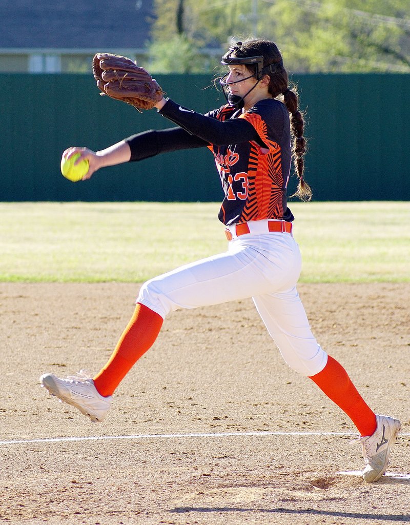 Cally Kildow, Gravette's freshman pitcher, threw a perfect game against Huntsville on Friday.