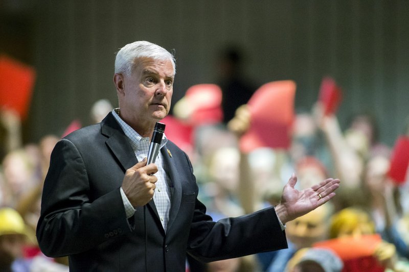 NWA Democrat-Gazette/JASON IVESTER Third District Rep. Steve Womack of Rogers speaks Thursday during a town hall meeting at Northwest Arkansas Community College in Bentonville.