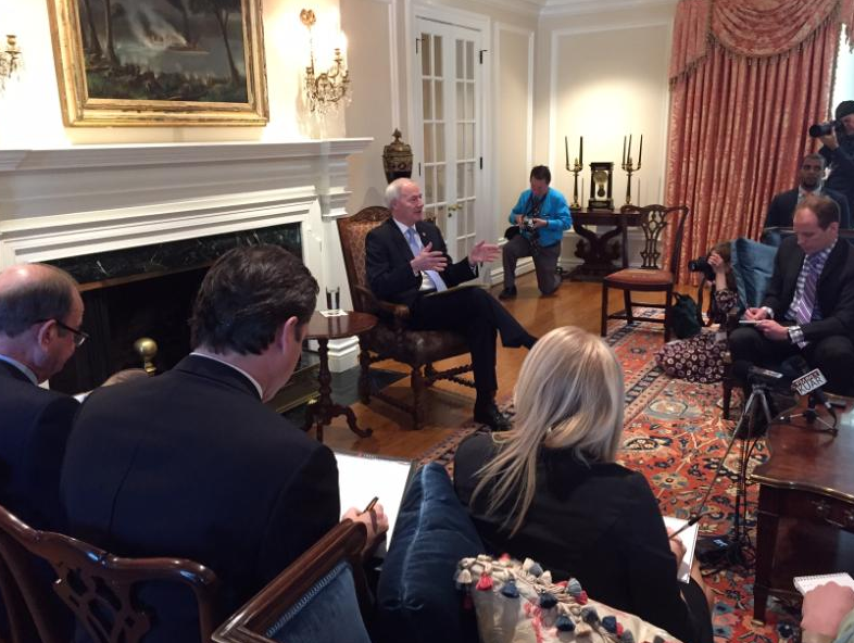 Gov. Asa Hutchinson speaks about the state's executions plan Thursday during a news conference at the Governor's Mansion.