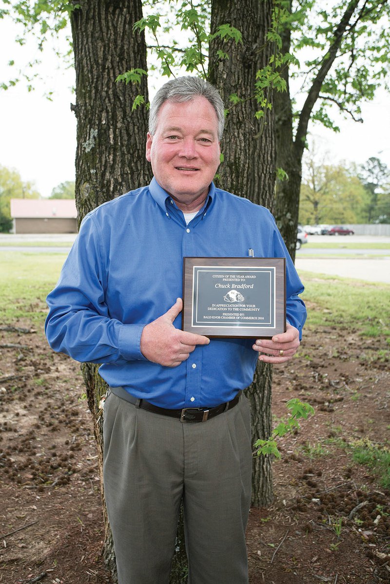 Chuck Bradford, a Bald Knob alderman and volunteer firefighter, is the 2016 Bald Knob Chamber of Commerce Citizen of the Year. Bradford, who is starting his 13th year on both the Bald Knob City Council and the Fire Department, received the honor Feb. 2.