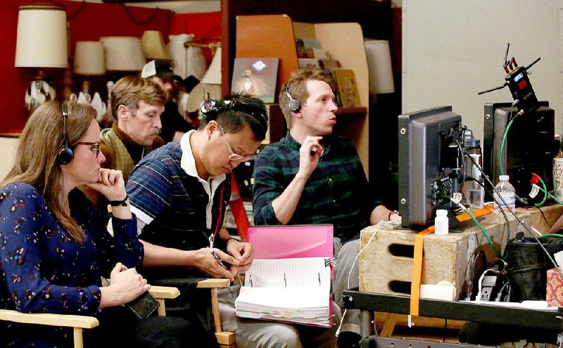 Producer Jayme Lemons (from left), co-writer/actor Graham Gordy, script supervisor Peter Chan and co-writer and director Daniel Campbell film a scene from Antiquities in November.