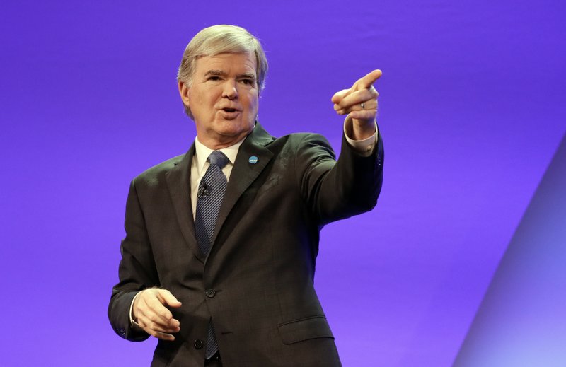 In this Jan. 19, 2017, file photo, NCAA President Mark Emmert speaks at the opening business session of the NCAA Convention in Nashville, Tenn.