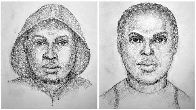 These sketches show a suspect in multiple assaults in Sherwood and North Little Rock, police said.