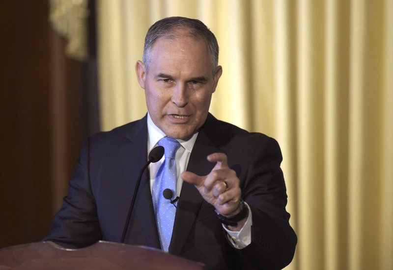 In this Feb. 21, 2017, file photo, Environmental Protection Agency (EPA) Administrator Scott Pruitt speaks to employees of the EPA in Washington. 