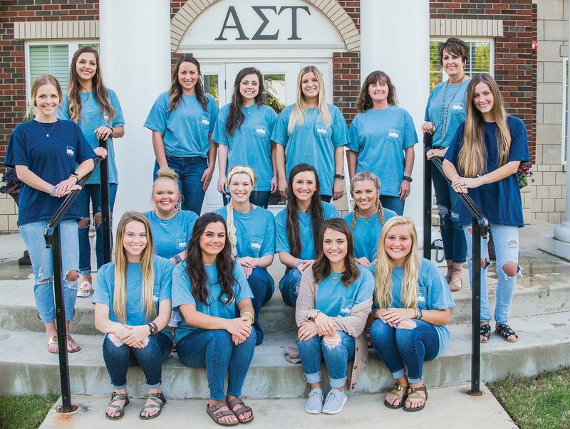 Members of the Alpha Sigma Tau sorority at the University of Central Arkansas in Conway will travel to Guatemala for a mission trip July 23-29. Those going include, front row, from left, Ali Cothern, Zoey Rofkahr, Sydney McCallister and Milli Prickett; middle row, seated, Lauren Westwood, Rachel Efken, Morgan Plumley and Bailey Martin; and standing, Gabrielle Lucy, Chloe Brinkley, Kristen Jones, Kendall Leggett, Haley Hillard, mothers Tracie Leggett and Michelle Cothern, who will escort the girls, and Morgan Lefler.
