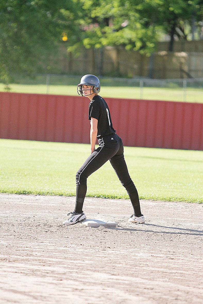 Terrance Armstard/News-Times Smackover's Reagan Richardson takes a lead off second base during action this season at Norphlet. The junior won the Arkansas Activities Association Interscholastic Star Scholarship Award this week.