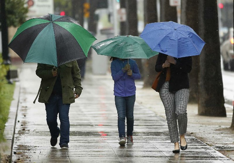 After years of drought, umbrellas are ubiquitous this year in California, where too much rainfall has washed out salad-making produce, like lettuce and broccoli.
