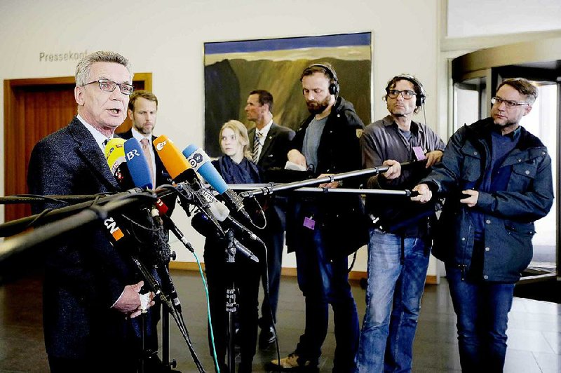 German Interior Minister Thomas de Maiziere said Friday in Berlin that the bombing of a soccer team bus, disguised as a terror attack, was a “particularly perfi dious way to toy with people’s fears.”