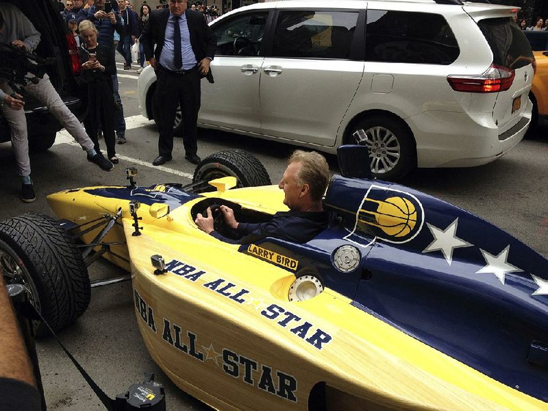 Indiana Pacers President Larry Bird drove an Indy car Monday in New York to deliver the Pacers’ bid to receive the 2021 NBA All-Star Game.