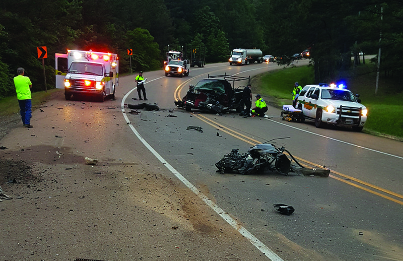 Wreck: A two-car collision left one man in critical condition Wednesday after his vehicle clipped the trailer of an oncoming truck on U.S. Highway 82, east of Strong. David Edwards, 35, was airlifted to Little Rock.