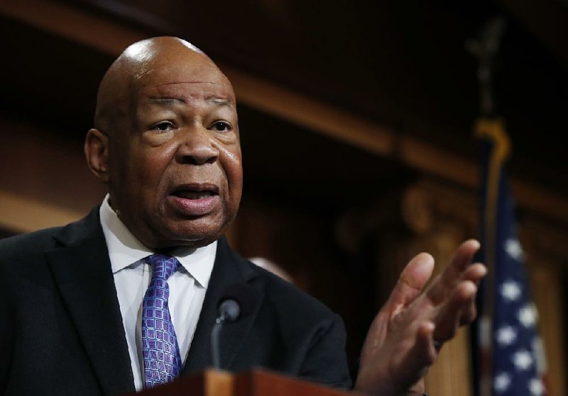 Rep. Elijah Cummings, D-Md., ranking member on the House Oversight Committee, speaks to reporters during a news conference on Capitol Hill in Washington, Thursday, April 27, 2017. 