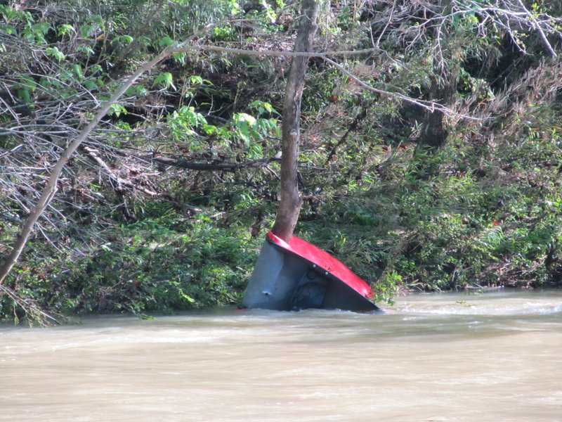 ​One of the two canoes that overturned near Kyles Landing was spotted after river levels dropped. Photo by National Parks Service.
