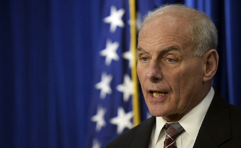 Homeland Security Secretary John Kelly announces the opening of new Victims of Immigration Crime Engagement (VOICE), Wednesday, April 26, 2017, during a news conference at Immigration and Customs Enforcement (ICE) in Washington. 