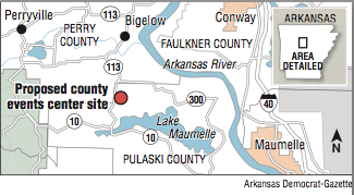 Map showing the location of the Proposed Pulaski County events center site