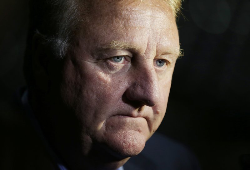 In this Sept. 28, 2015, file photo, Indiana Pacers President of Basketball Operations Larry Bird listens to a question from the news media during the team's NBA basketball media day, in Indianapolis. 