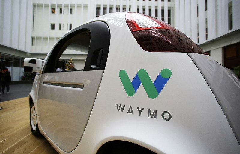 Waymo driverless car is displayed during a Google event in San Francisco in December.