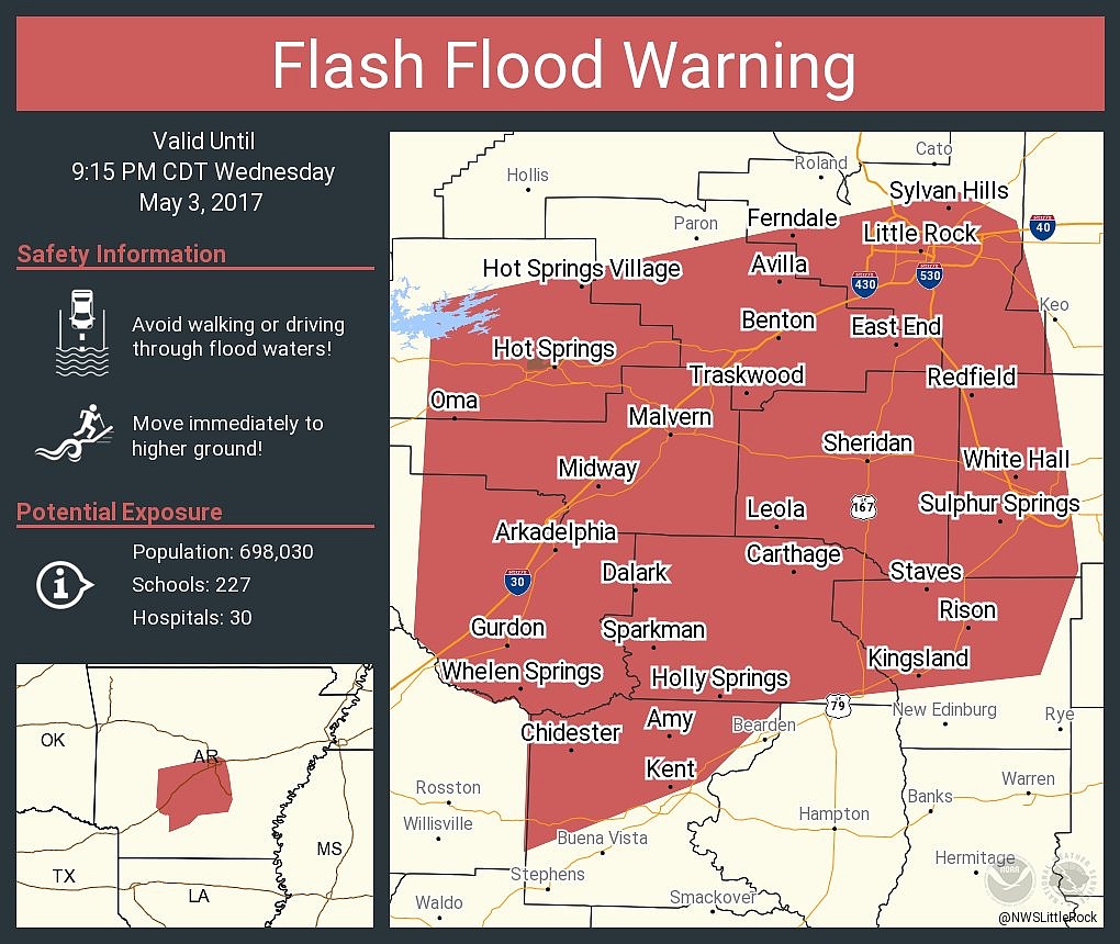 Flash flood warning issued for parts of central Arkansas as storms move ...