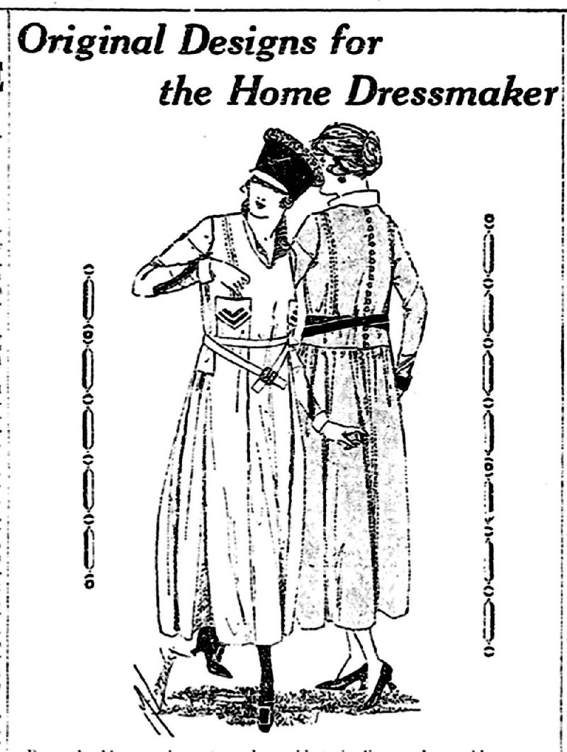 Mildred Lodewick’s “Original Designs for the Home Dressmaker” featured multi-fabric frocks in the Feb. 24, 1917, Arkansas Gazette. A photo gallery with more of Lodewick’s designs is at arkansasonline.com/galleries.
