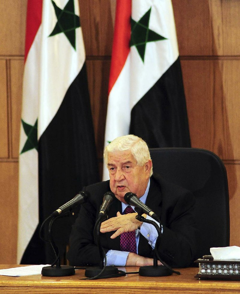 “There will be no presence by any international forces supervised by the United Nations,” Syrian Foreign Minister Walid al-Moallem said of the latest peace proposal.