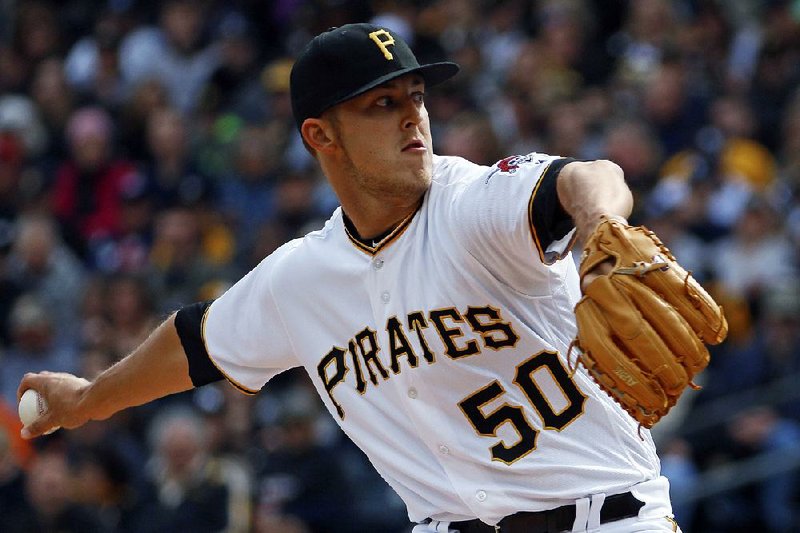 Pittsburgh Pirates starting pitcher Jameson Taillon delivers in the first inning of the team's baseball game against the New York Yankees in Pittsburgh, Saturday, April 22, 2017.