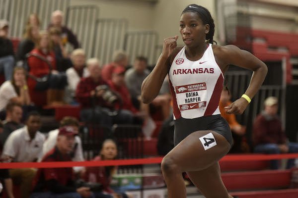University of Arkansas runner Daina Harper competes in the 400 meter dash Saturday, January 28, 2017, during the Razorback Invitational track meet at the Randal Tyson Track Complex in Fayetteville. Harper finished 4th with a time of 53.37. 