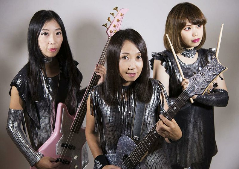 Shonen Knife — Atsuko Yamano (from left), Naoko Yamano and Risa Kawano — brings its fun-loving, indie guitar pop to Hot Springs on its USA Ramen Adventure tour Friday. The show is a fundraiser for the Sister City Educational Exchange.
