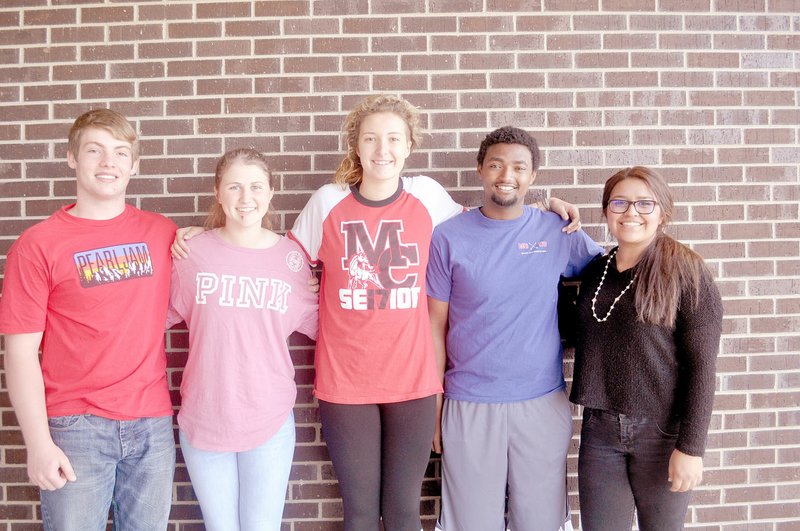 RACHEL DICKERSON/MCDONALD COUNTY PRESS McDonald County High School Seniors Rylan Lett, left, Riley Rickman, Lindsey Limore, Noah Jones and Yasmine Montes DeOca recently shared their plans for the future.