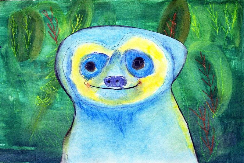 56th Young Arkansas Artists Exhibition, going on display Tuesday at the Arkansas Arts Center, includes Slowly Slowly Draws the Sloth, soft pastel, crayon and watercolor by Jackson Brown, grade 1.