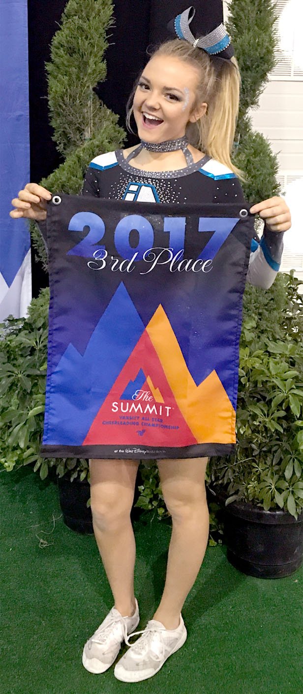 Submitted Photo Reagan Connor, a junior at Gravette High School, finished third in the 2017 The Summit All Star Cheerleading competition on May 7.